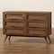 Baxton Studio Barrett Mid-Century Walnut Brown Finished Wood and Synthetic Rattan 6-Drawer Dresser 192-11300-ZORO - alternate 10